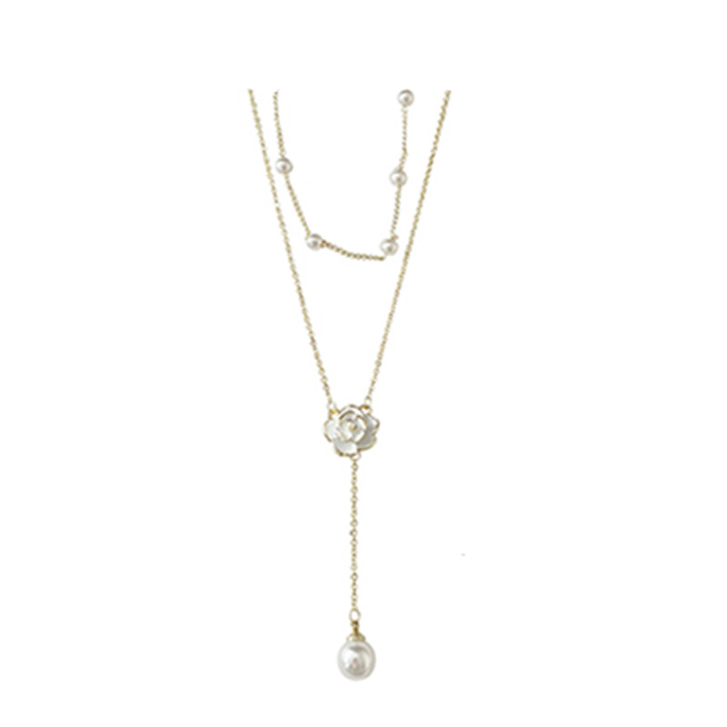 双层流苏珍珠项链