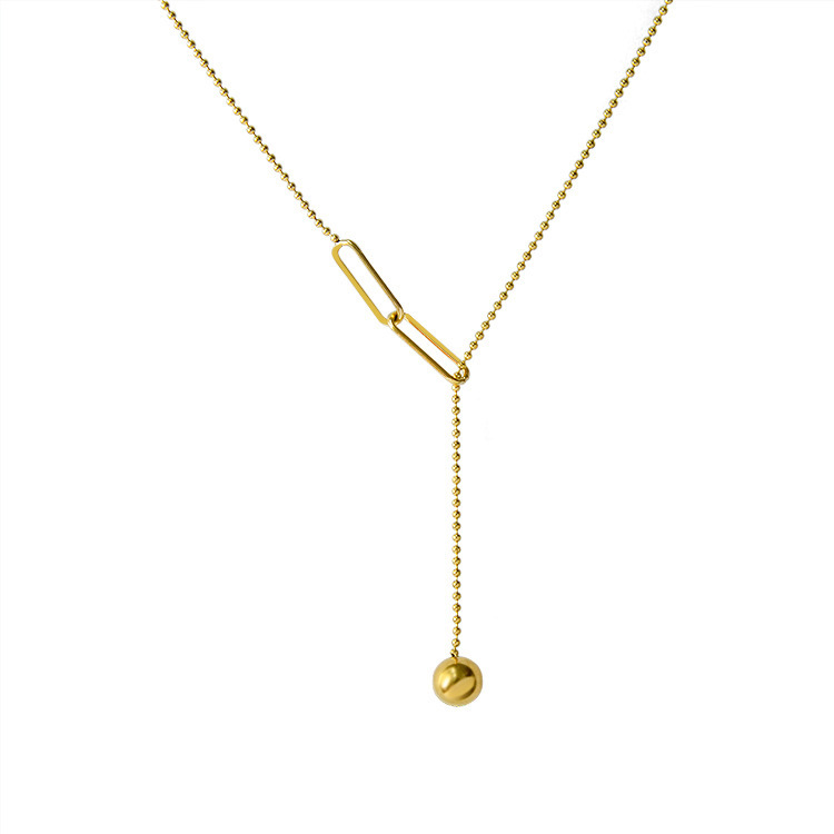 时尚简约抽拉幼球钛钢项链