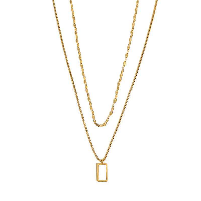 韩版复式白贝母钛钢项链