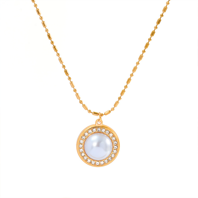 珍珠圆牌项链