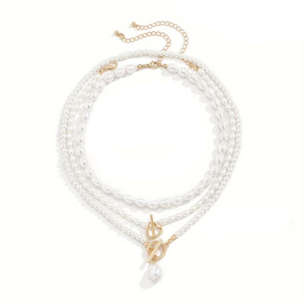  仿珍珠多层水滴吊坠项链