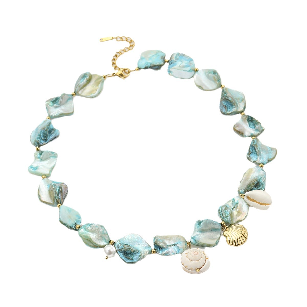  贝壳海螺钛钢项链