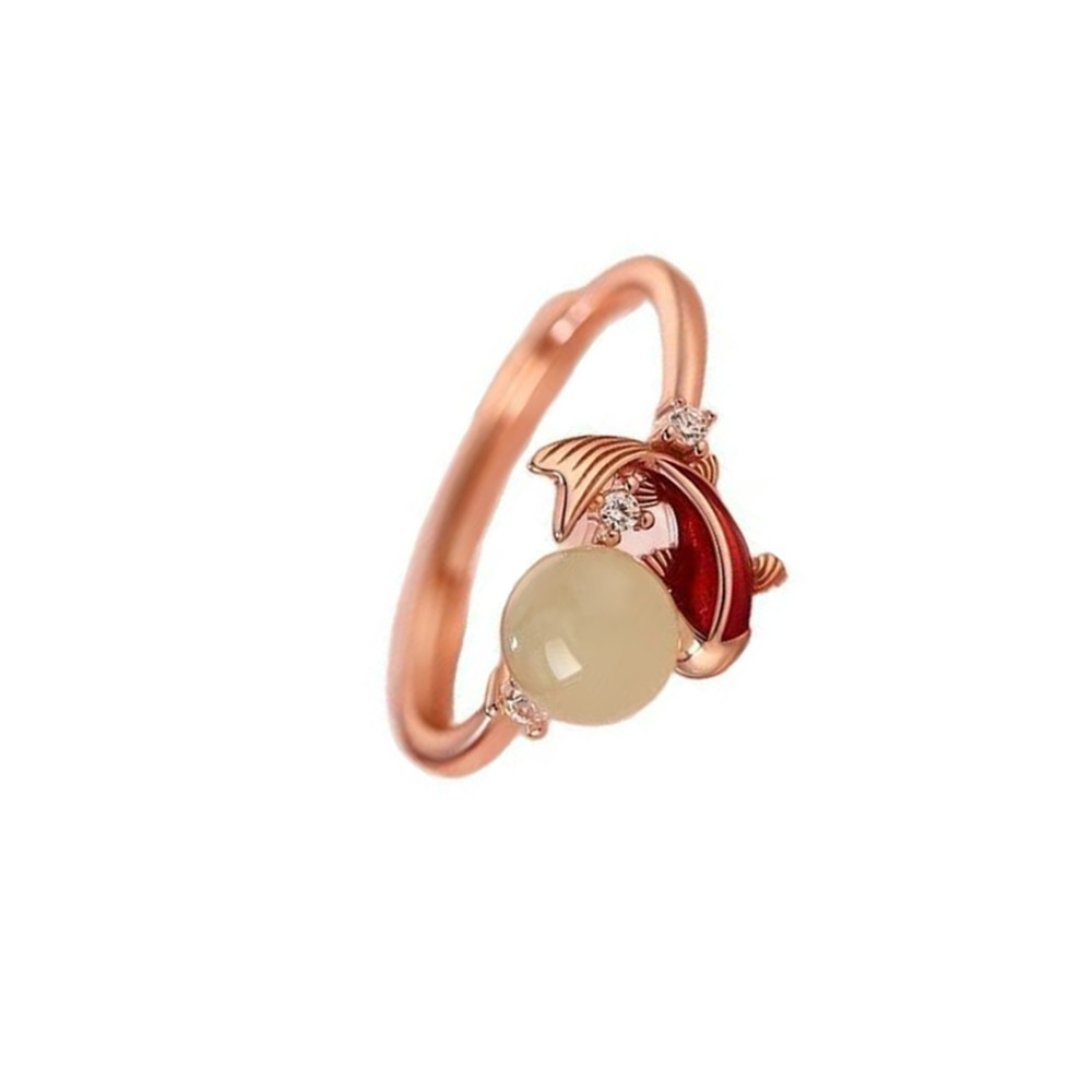 珍珠锦鲤开口戒指